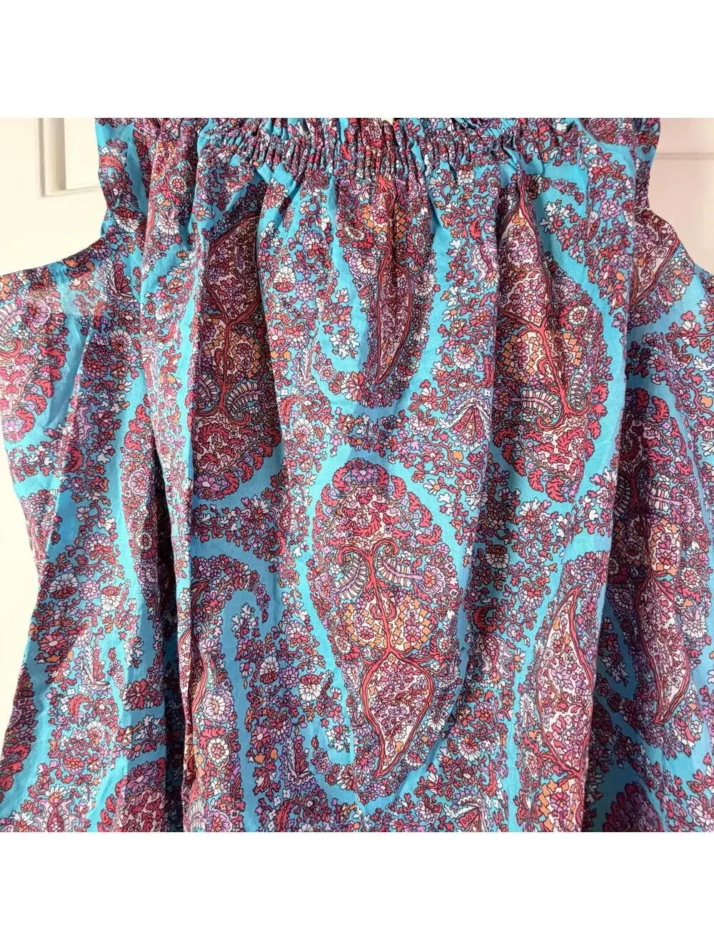 J.Crew Paisley Teal Blue Flutter Strap Tank Dress NWT Boho Preppy